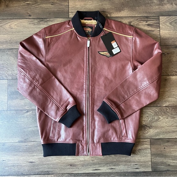 Harley Davidson Men's 120th Anniversary Leather Jacket Maroon Size